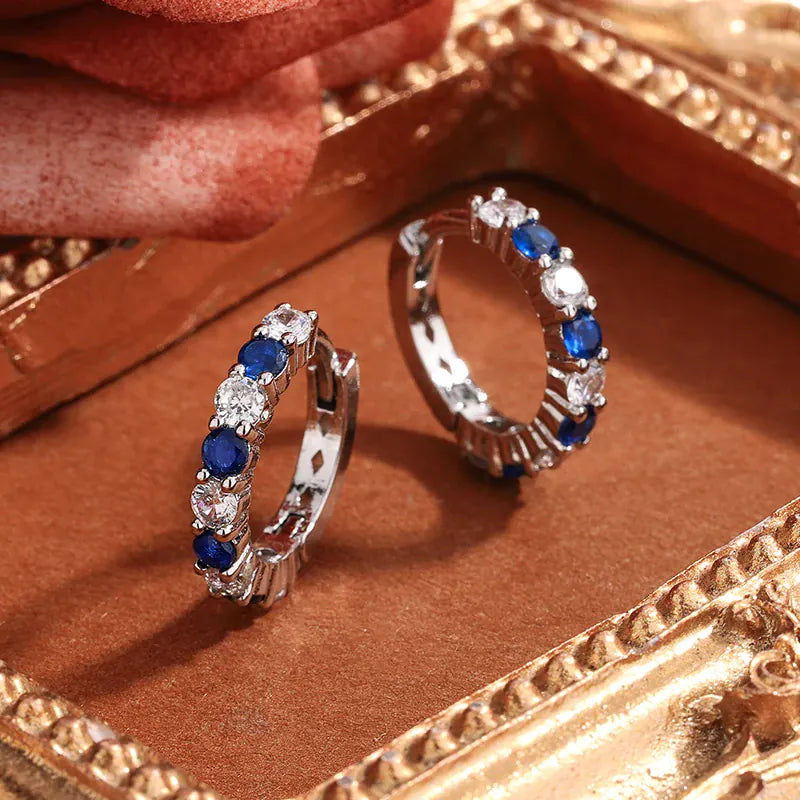 KissICON KissIcon Silver Plated Blue Zircon Stud Earrings - Party