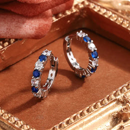 KissICON KissIcon Silver Plated Blue Zircon Stud Earrings - Party