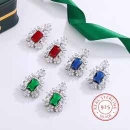 Dropshipman KissIcon Silver Plated Earrings - Exaggerated Square Zircon