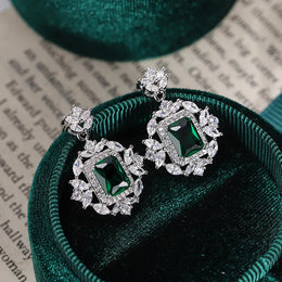 KissICON KissIcon Silver Plated Earrings - Green Blue Zircon Sparkle