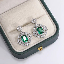KissICON KissIcon Silver Plated Earrings - Green Blue Zircon Sparkle