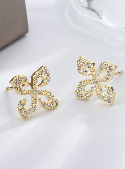 KissICON KissIcon Silver Plated Four Leaf Clover Earrings - Zircon