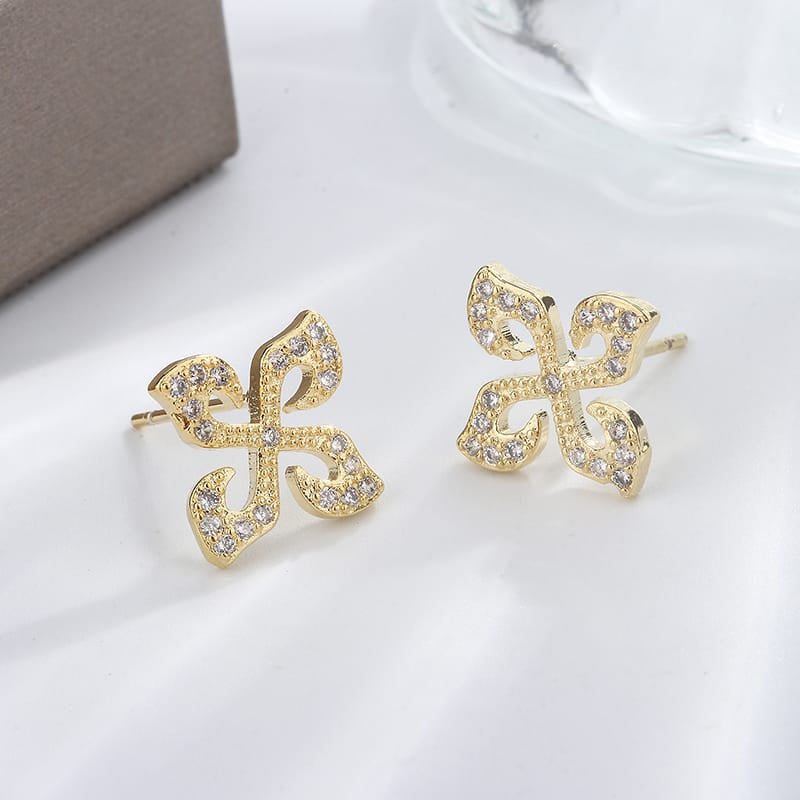 KissICON KissIcon Silver Plated Four Leaf Clover Earrings - Zircon