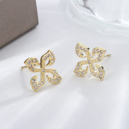 KissICON KissIcon Silver Plated Four Leaf Clover Earrings - Zircon