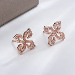 KissICON KissIcon Silver Plated Four Leaf Clover Earrings - Zircon
