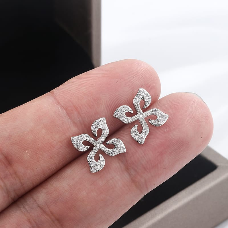 KissICON KissIcon Silver Plated Four Leaf Clover Earrings - Zircon