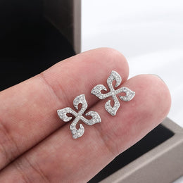 KissICON KissIcon Silver Plated Four Leaf Clover Earrings - Zircon