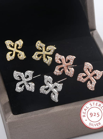 KissICON KissIcon Silver Plated Four Leaf Clover Earrings - Zircon