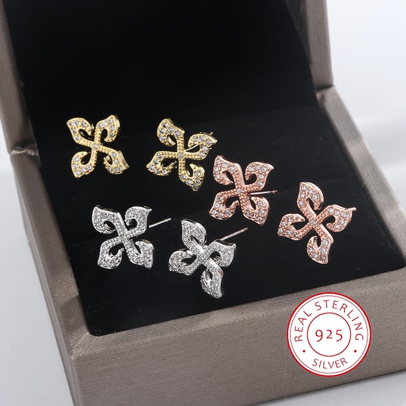 KissICON KissIcon Silver Plated Four Leaf Clover Earrings - Zircon