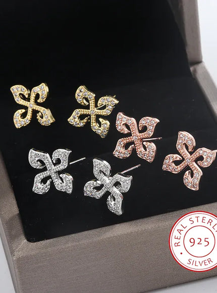 KissICON KissIcon Silver Plated Four Leaf Clover Earrings - Zircon