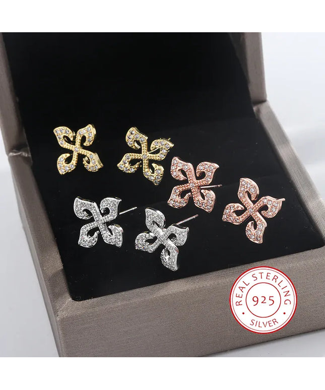 KissICON KissIcon Silver Plated Four Leaf Clover Earrings - Zircon