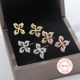 KissICON KissIcon Silver Plated Four Leaf Clover Earrings - Zircon