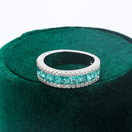 KissICON KissIcon Silver Plated Geometric Green Zircon Ring - Elegant