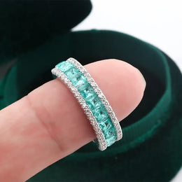 KissICON KissIcon Silver Plated Geometric Green Zircon Ring - Elegant