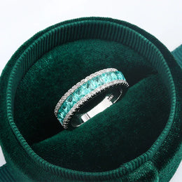 KissICON KissIcon Silver Plated Geometric Green Zircon Ring - Elegant