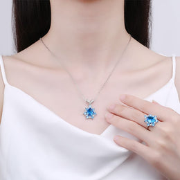 KissICON KissIcon Silver Plated Zircon Jewelry Set Sapphire Earrings