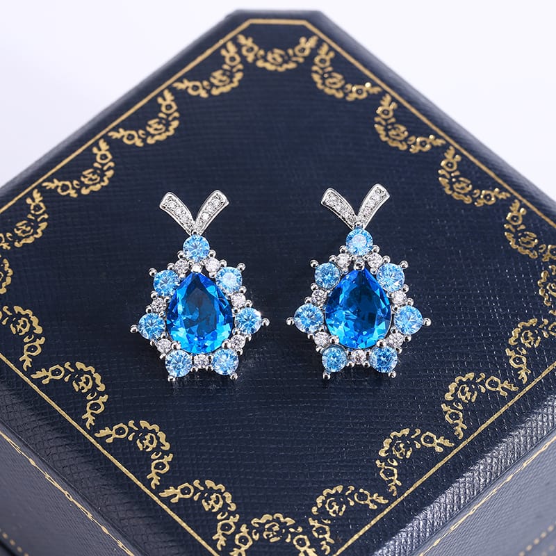 KissICON KissIcon Silver Plated Zircon Jewelry Set Sapphire Earrings
