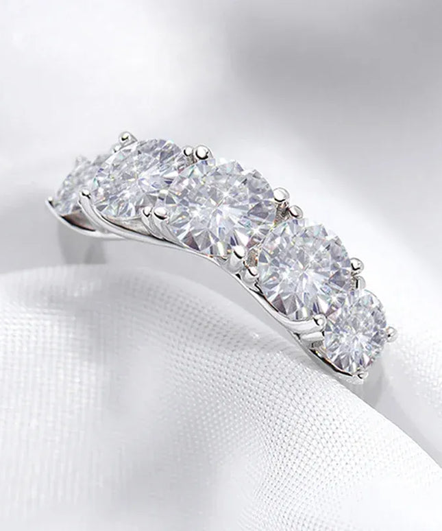 Dropshipman KissIcon Smyoue Moissanite Five Stone Ring - Sparkling Band