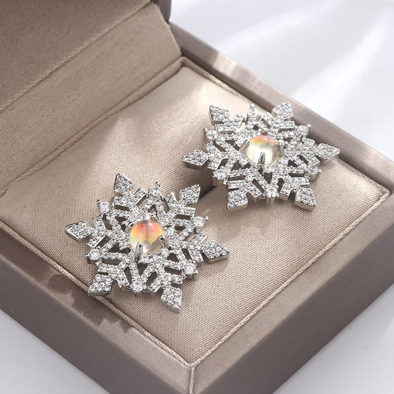 KissICON KissIcon Snowflake Zircon Earrings 925 Silver - Festive
