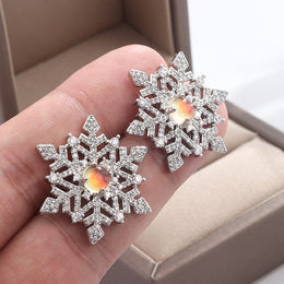 KissICON KissIcon Snowflake Zircon Earrings 925 Silver - Festive