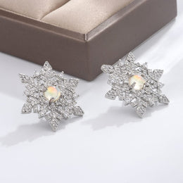 KissICON KissIcon Snowflake Zircon Earrings 925 Silver - Festive
