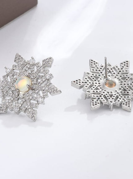 KissICON KissIcon Snowflake Zircon Earrings 925 Silver - Festive