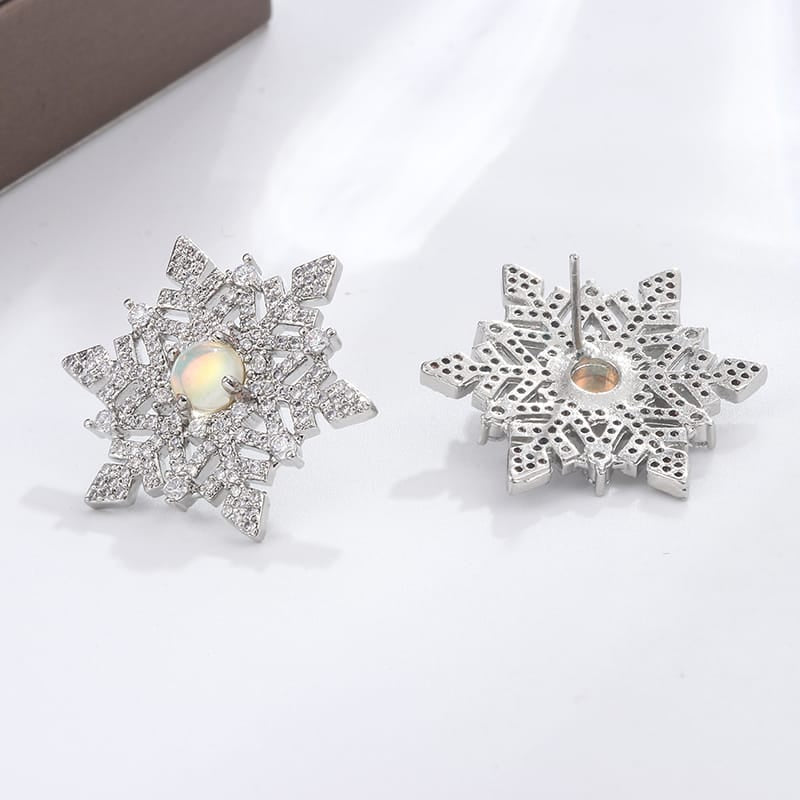 KissICON KissIcon Snowflake Zircon Earrings 925 Silver - Festive