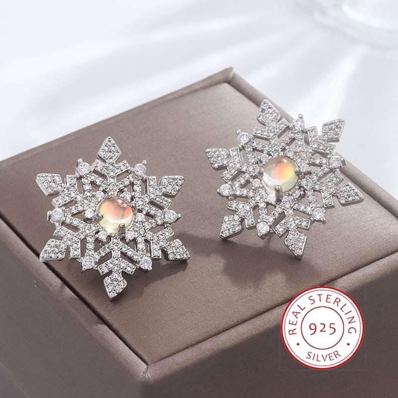 KissICON KissIcon Snowflake Zircon Earrings 925 Silver - Festive