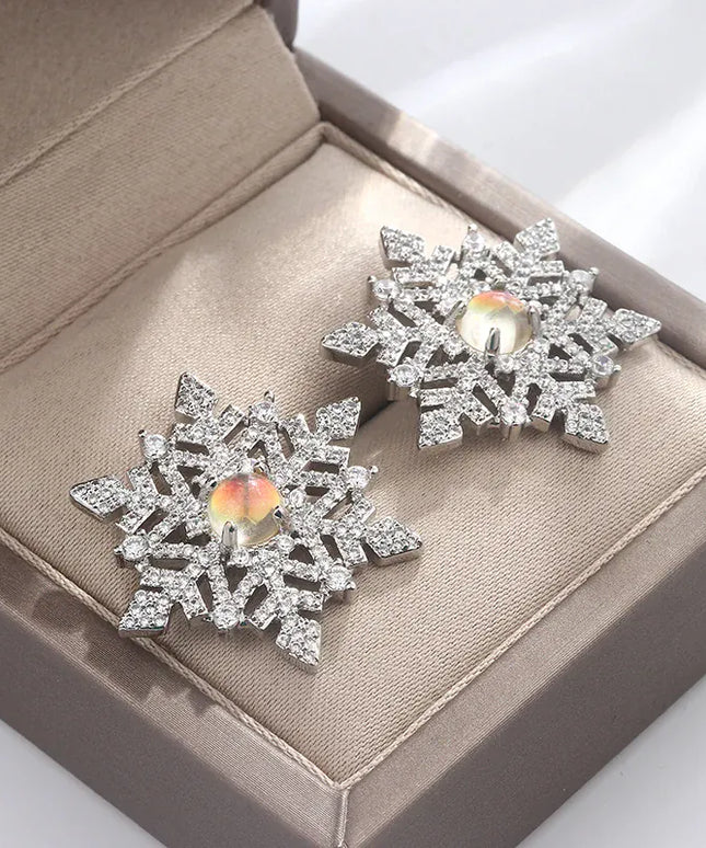 KissICON KissIcon Snowflake Zircon Earrings 925 Silver - Festive