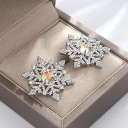KissICON KissIcon Snowflake Zircon Earrings 925 Silver - Festive