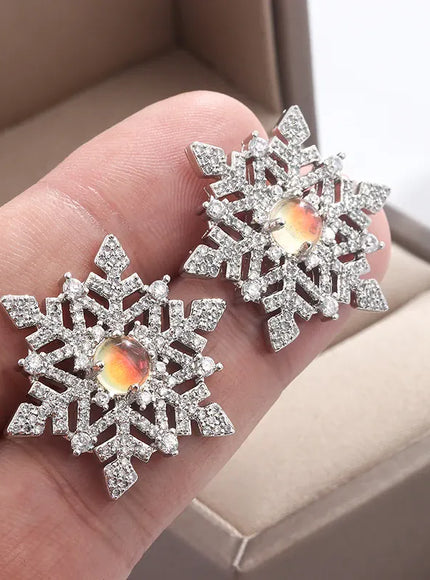 KissICON KissIcon Snowflake Zircon Earrings 925 Silver - Festive