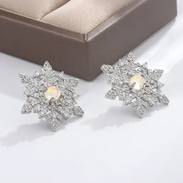 KissICON KissIcon Snowflake Zircon Earrings 925 Silver - Festive