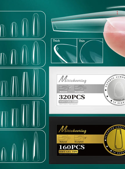 KissICON [KissIcon] Soft Gel Nail Tips Full Cover Almond