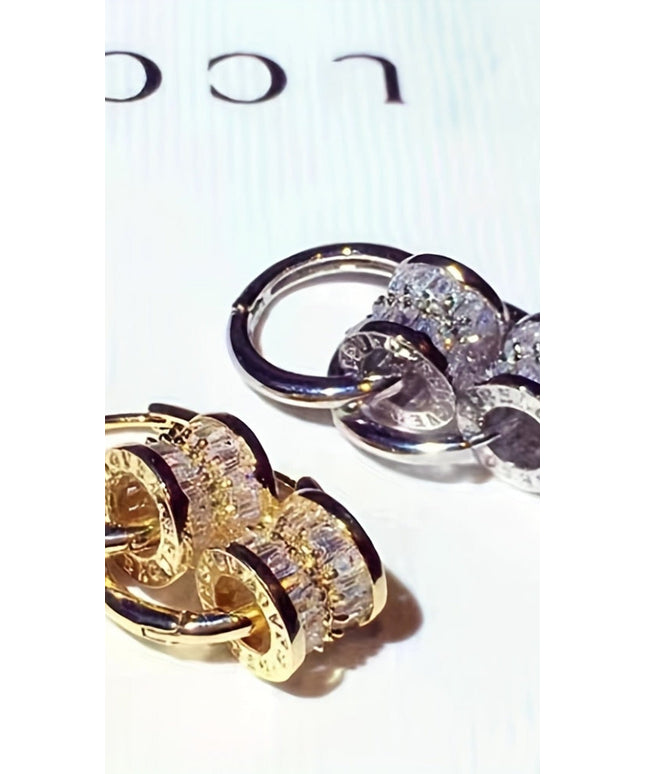 jkthpu-45 KissIcon Sparkling Zirconia Designer Earrings 18K Gold