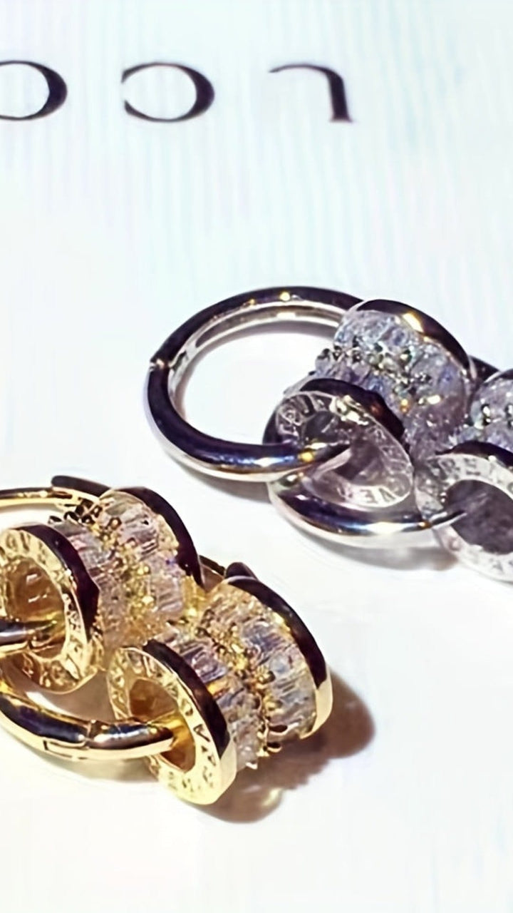 KissIcon Sparkling Zirconia Designer Earrings 18K Gold