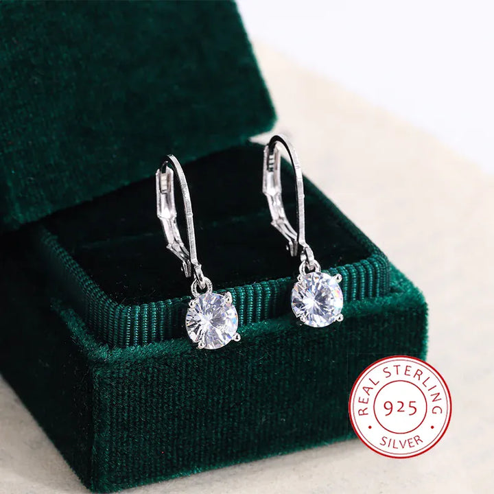 KissIcon Square White Zircon Earring - 925 Silver Plated