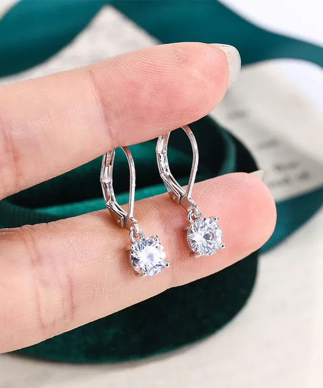KissICON KissIcon Square White Zircon Earring - 925 Silver Plated
