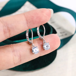 KissICON KissIcon Square White Zircon Earring - 925 Silver Plated