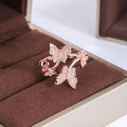 KissICON KissIcon Sterling Butterfly Zircon Ring - Open Prom Jewelry