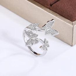 KissICON KissIcon Sterling Butterfly Zircon Ring - Open Prom Jewelry
