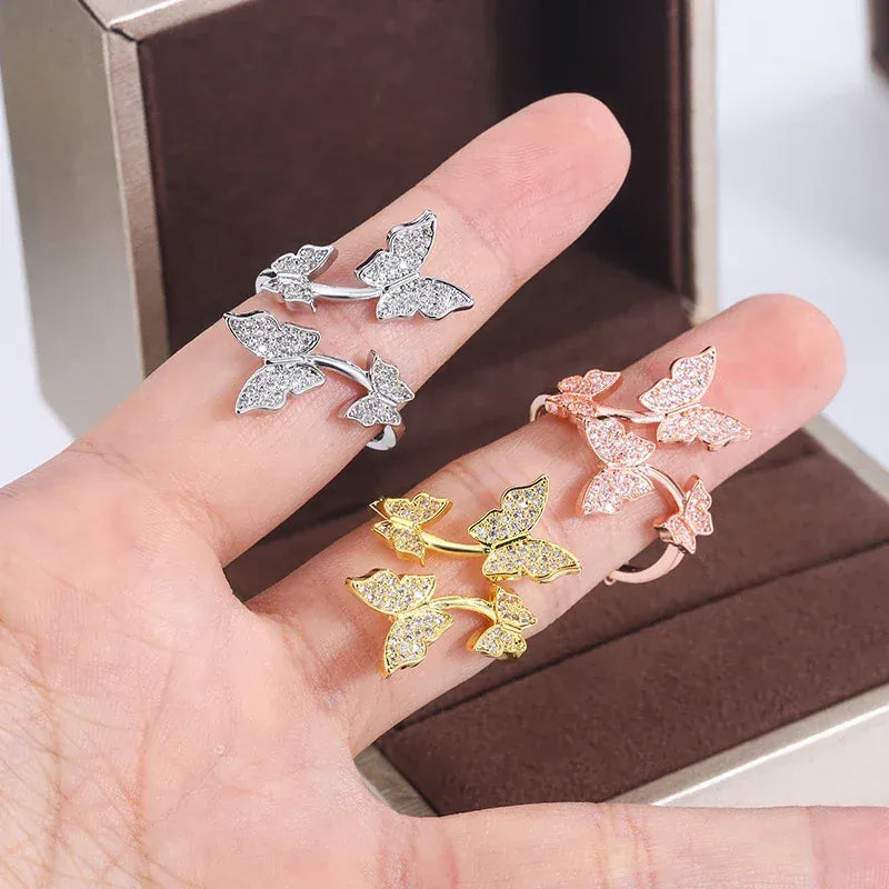 KissICON KissIcon Sterling Butterfly Zircon Ring - Open Prom Jewelry