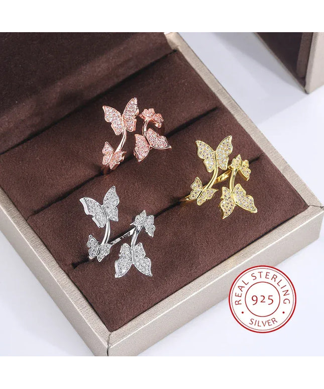 KissICON KissIcon Sterling Butterfly Zircon Ring - Open Prom Jewelry