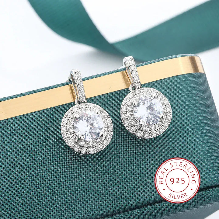 KissIcon Sterling Silver Earrings - Retro Diamond Look