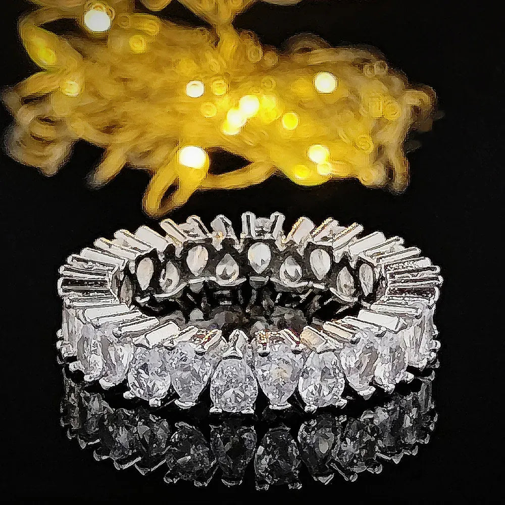 Dropshipman KissIcon Sterling Silver Eternity Promise Ring - 5x3mm CZ