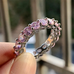 Dropshipman KissIcon Sterling Silver Eternity Promise Ring - 5x3mm CZ