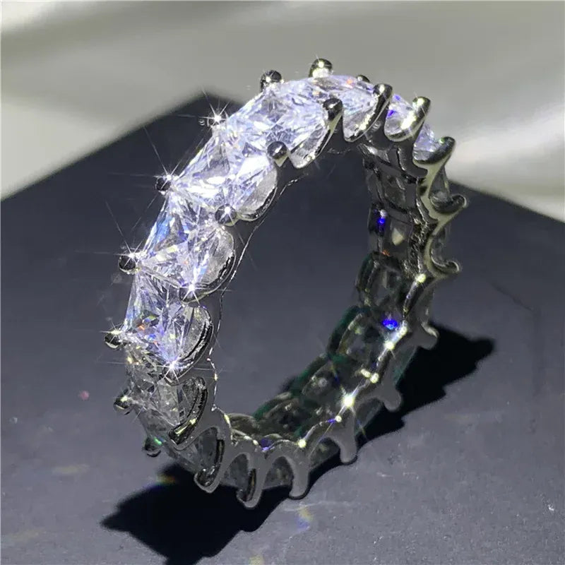 Dropshipman KissIcon Sterling Silver Eternity Promise Ring - 5x3mm CZ