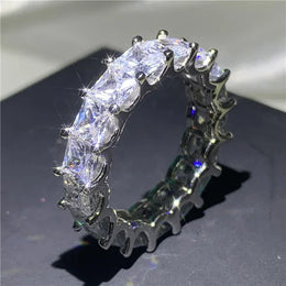 Dropshipman KissIcon Sterling Silver Eternity Promise Ring - 5x3mm CZ