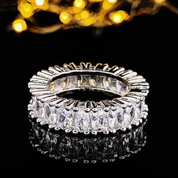 Dropshipman KissIcon Sterling Silver Eternity Promise Ring - 5x3mm CZ