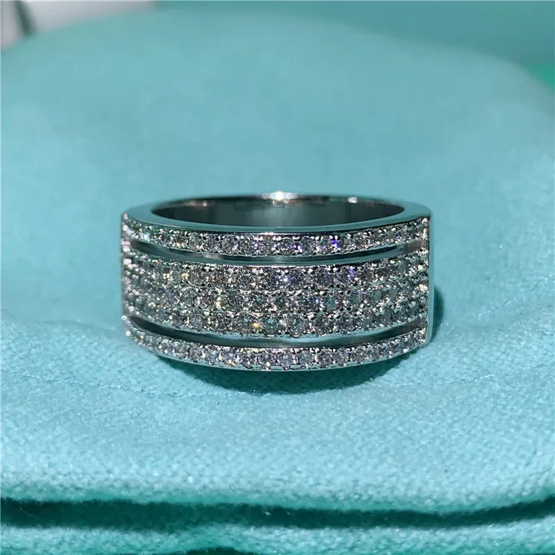 Dropshipman KissIcon Sterling Silver Eternity Promise Ring - 5x3mm CZ