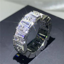 Dropshipman KissIcon Sterling Silver Eternity Promise Ring - 5x3mm CZ